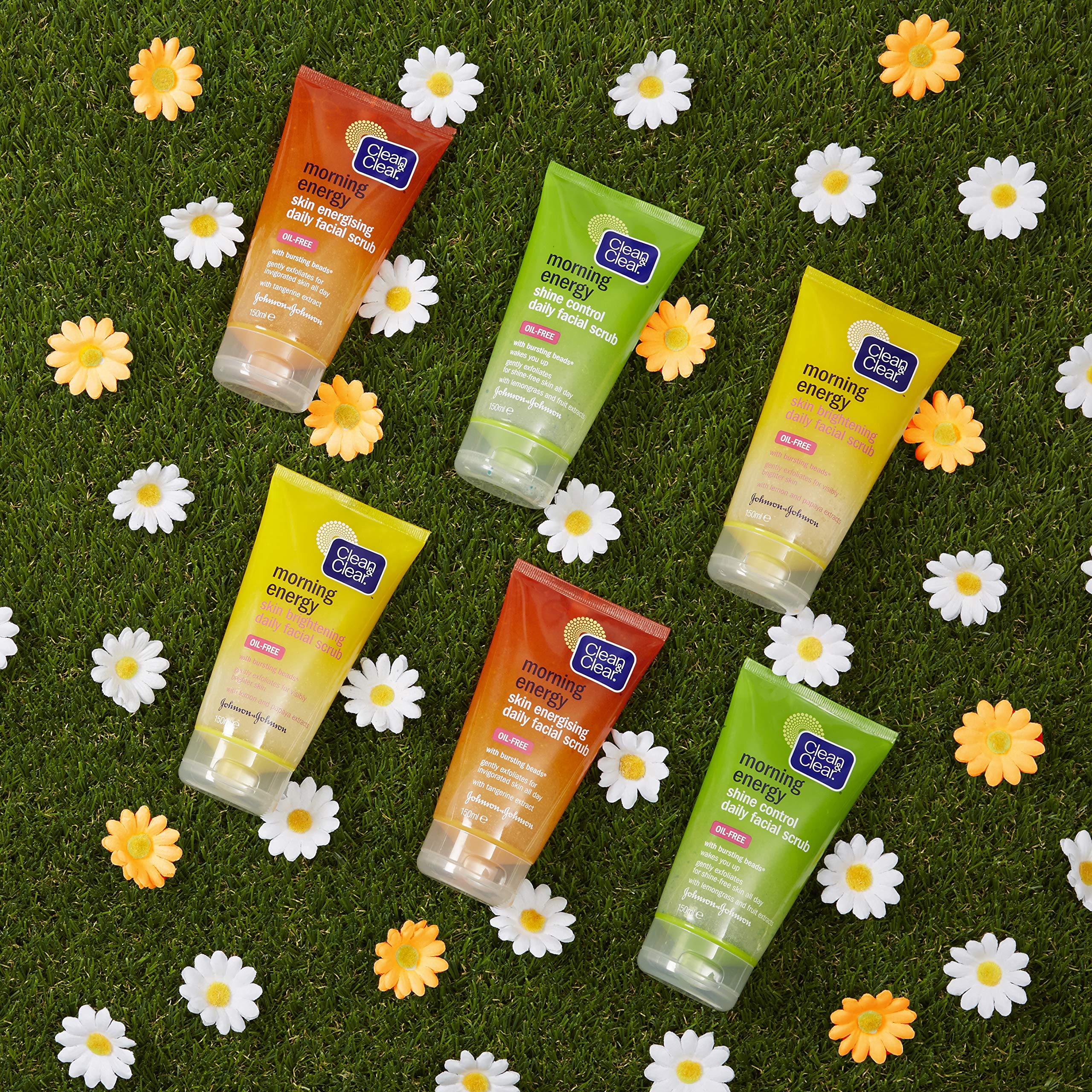 Clean & Clear Morning Energy scrub rinse-off closeup showing a refreshing finish.