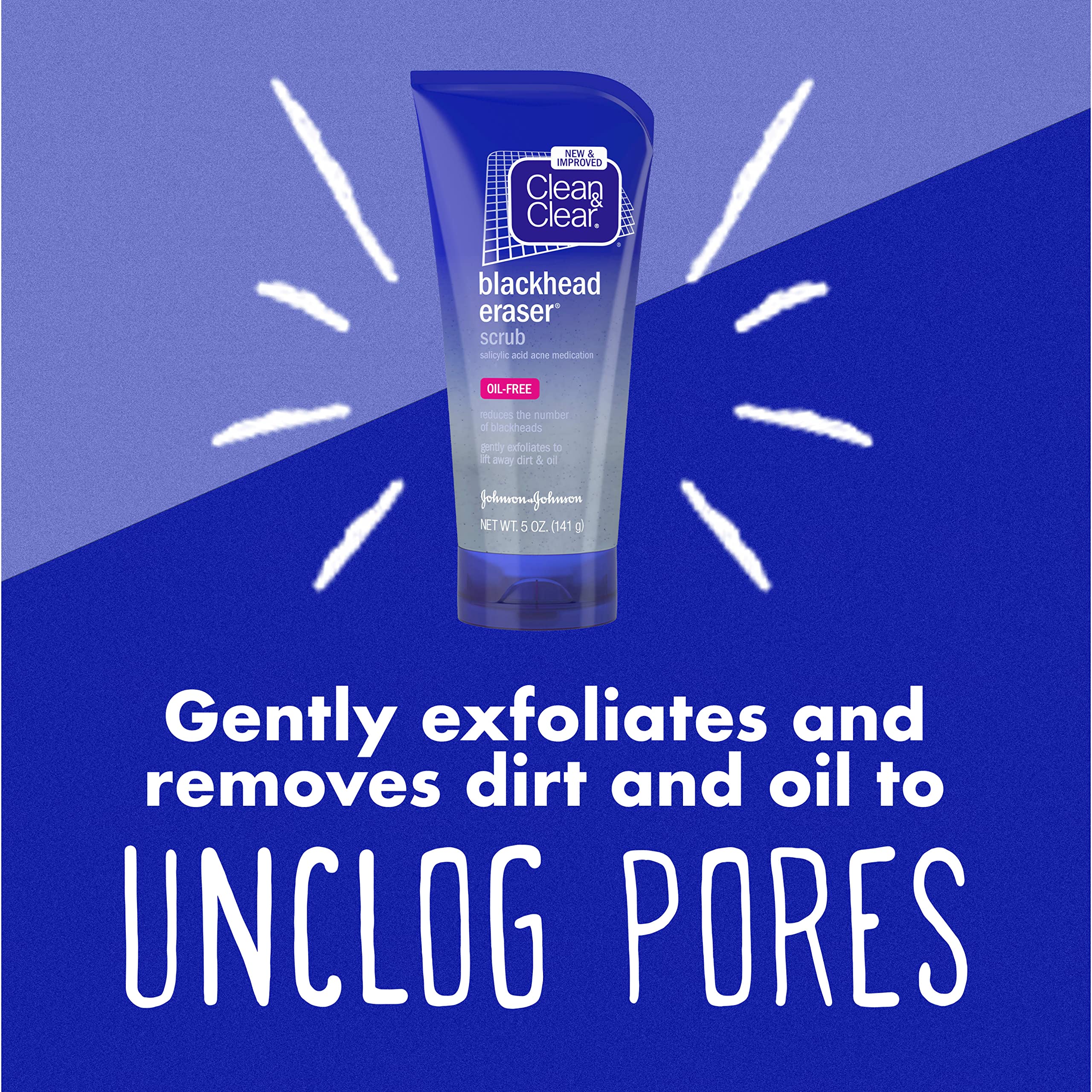 Clean & Clear oil-free scrub texture cleans pores gently during routine.