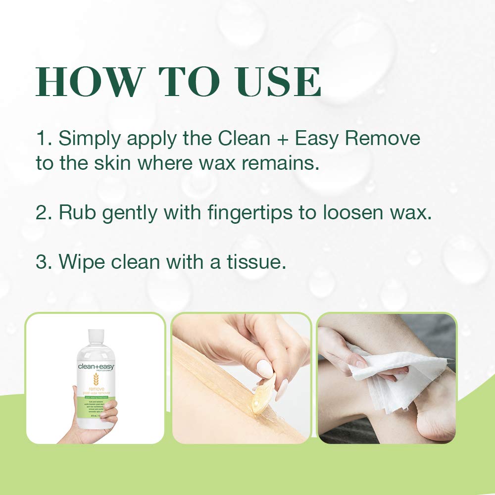 Clean + Easy after wax remover 16 oz bottle for home or salon.