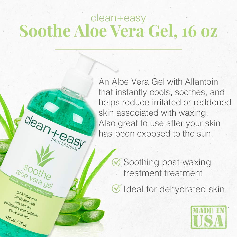 Clean + Easy Aloe Vera Gel application showing calm, non-greasy skin.
