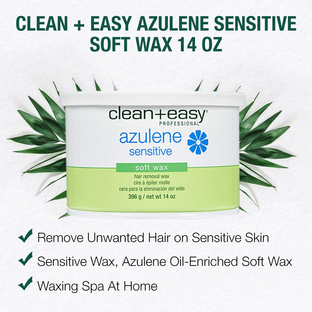 Clean + Easy Azulene soft wax face application demonstrates comfortable waxing.
