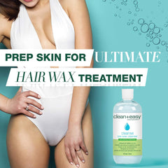 Clean + Easy Pre Wax Cleanser being applied for easy wax prep.