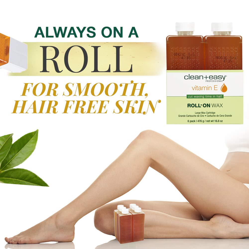 Close-up of the roll-on applicator for precise, mess-free waxing with Clean + Easy Vit E Roll-On Wax.