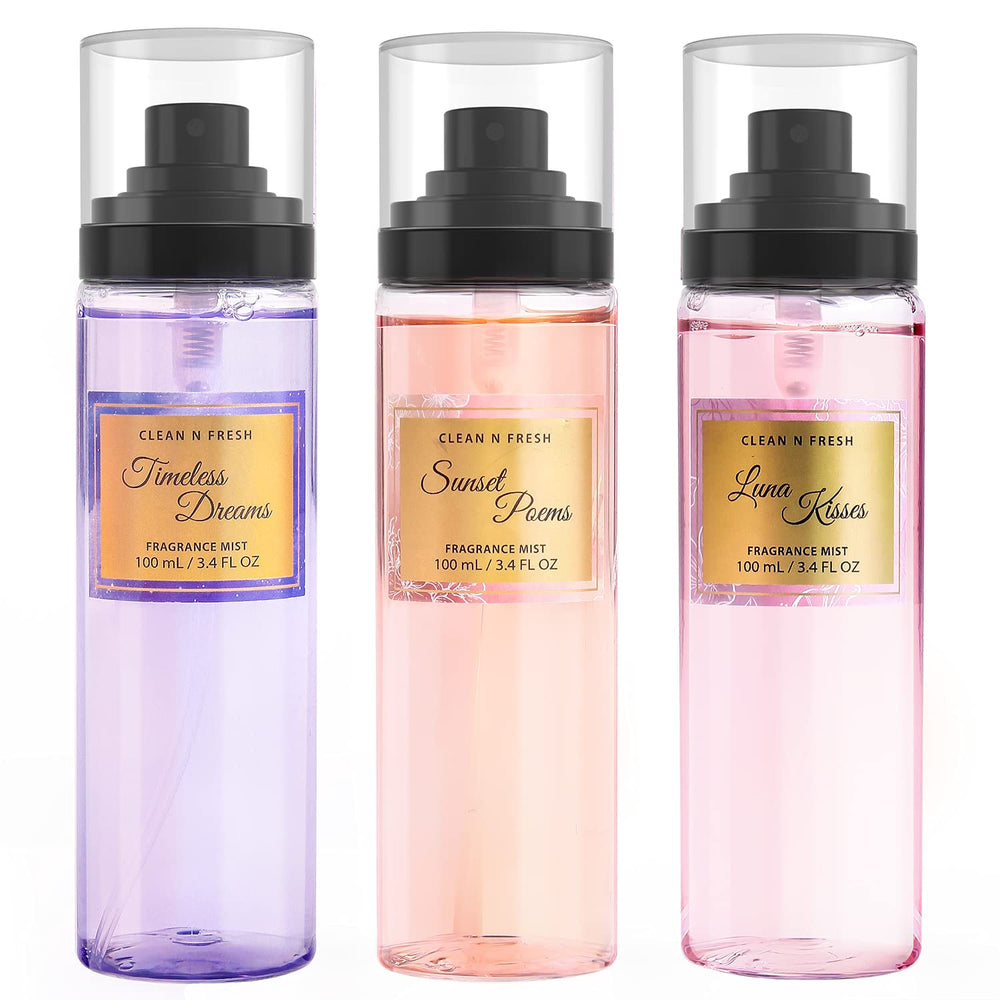 Clean-n-Fresh dreams collection mist set offers a versatile fragrance trio for daily use.