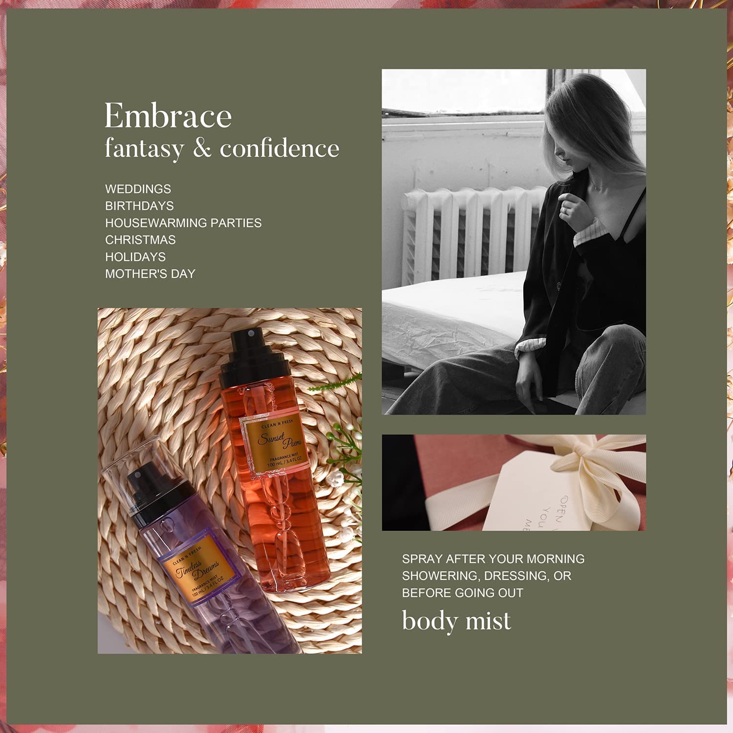 Clean-n-Fresh timeless dreams close-up emphasizes cherry blossom and jasmine romance.