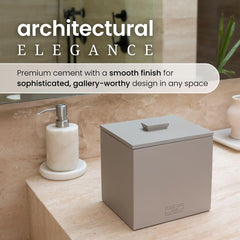 Clean Skin Club cement box weighted base prevents tipping for busy bathrooms.
