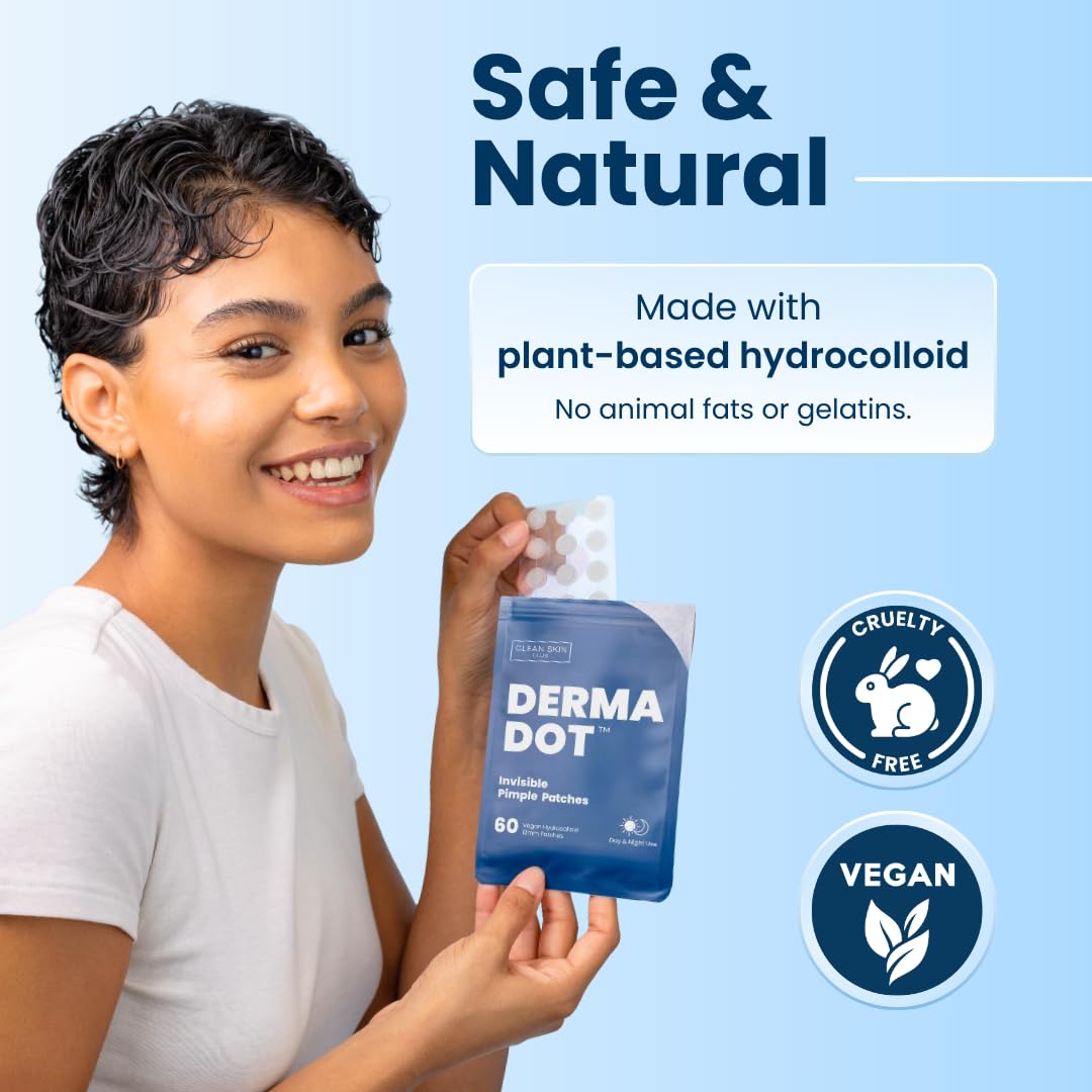 CLEAN SKIN CLUB Derma Dot patch absorbing impurities while protecting skin.