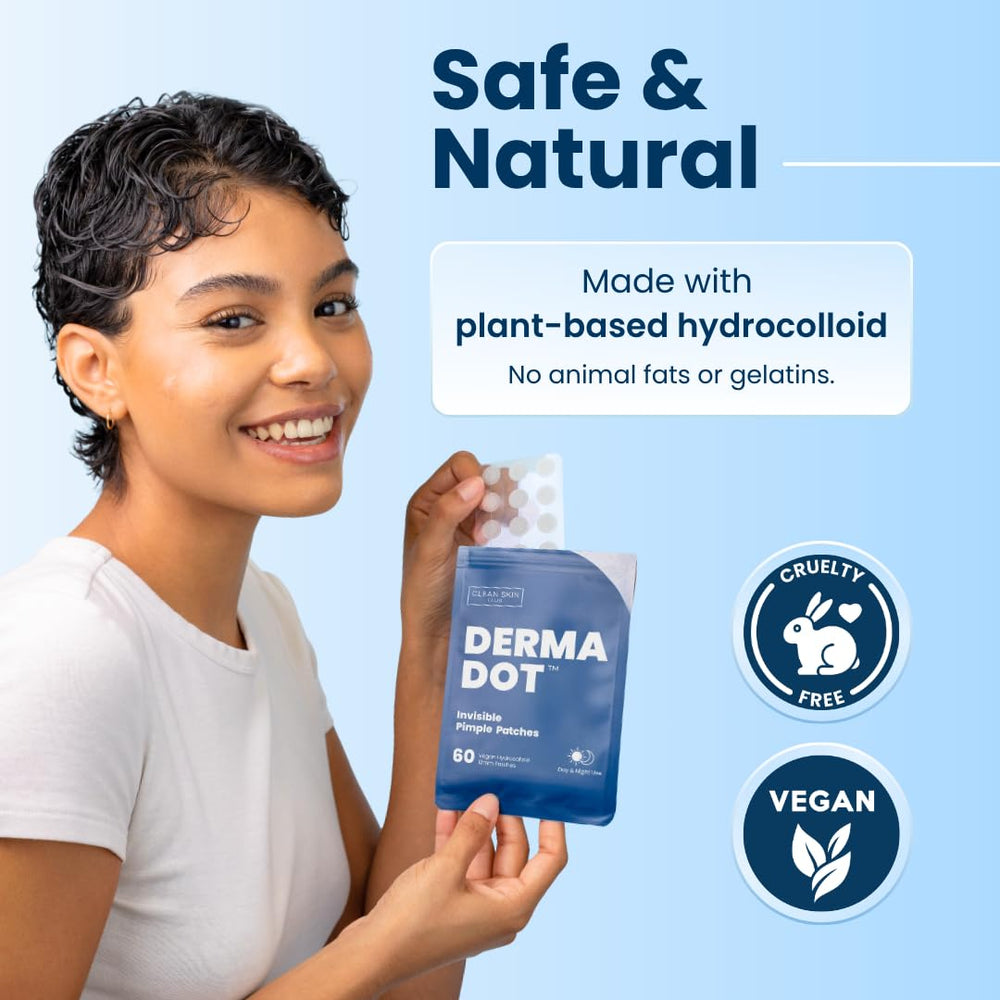 CLEAN SKIN CLUB Derma Dot patch absorbing impurities while protecting skin.