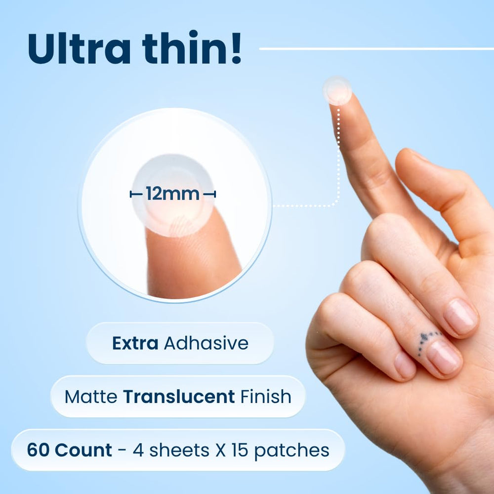 CLEAN SKIN CLUB Derma Dot patch demonstrating up to 12 hours wear.
