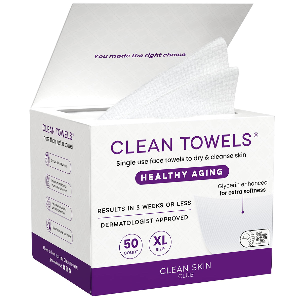 Clean Skin Club Healthy Aging Clean Towels XL pack for daily use and convenience