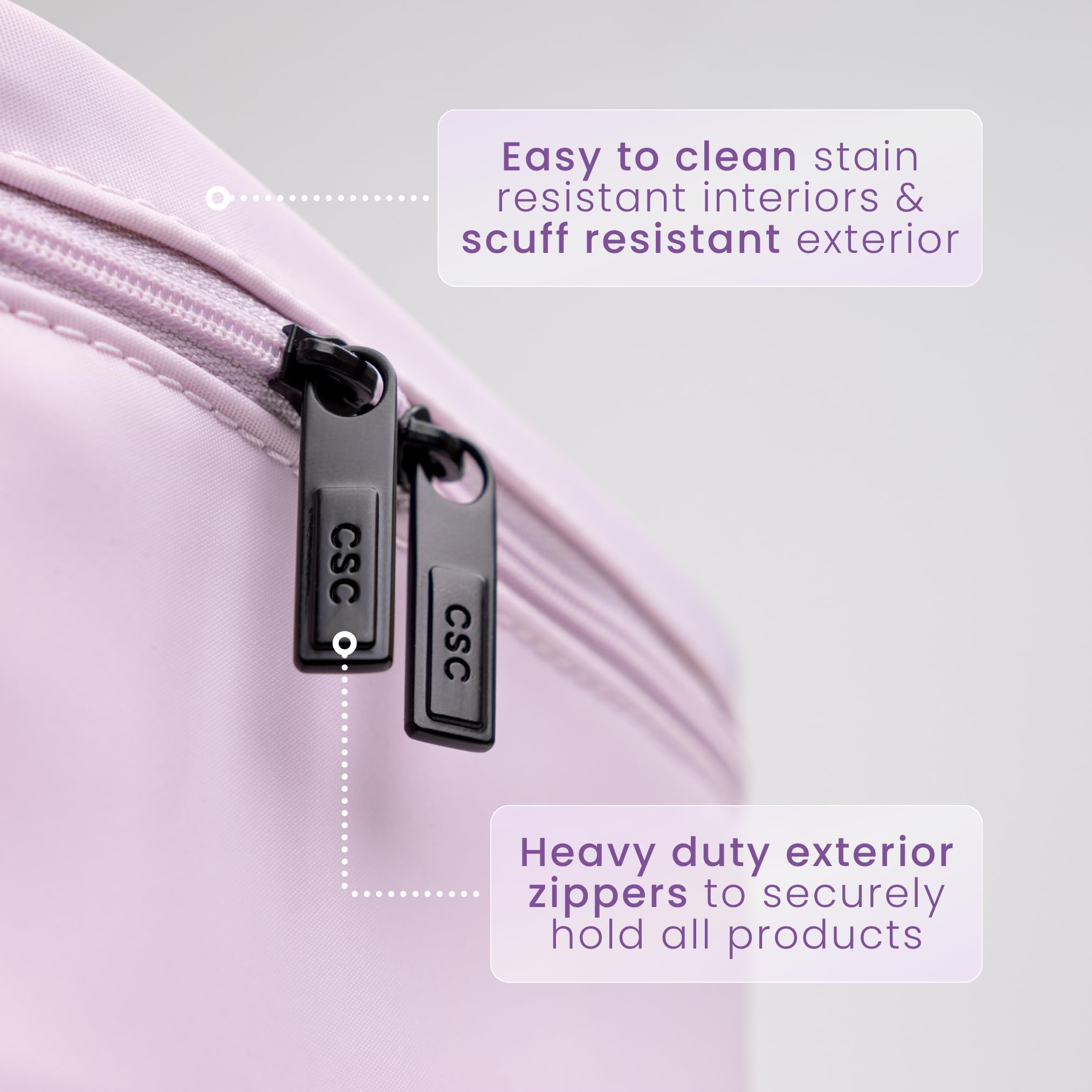 CLEAN SKIN CLUB Heavy-duty zipper keeps contents secure on the move