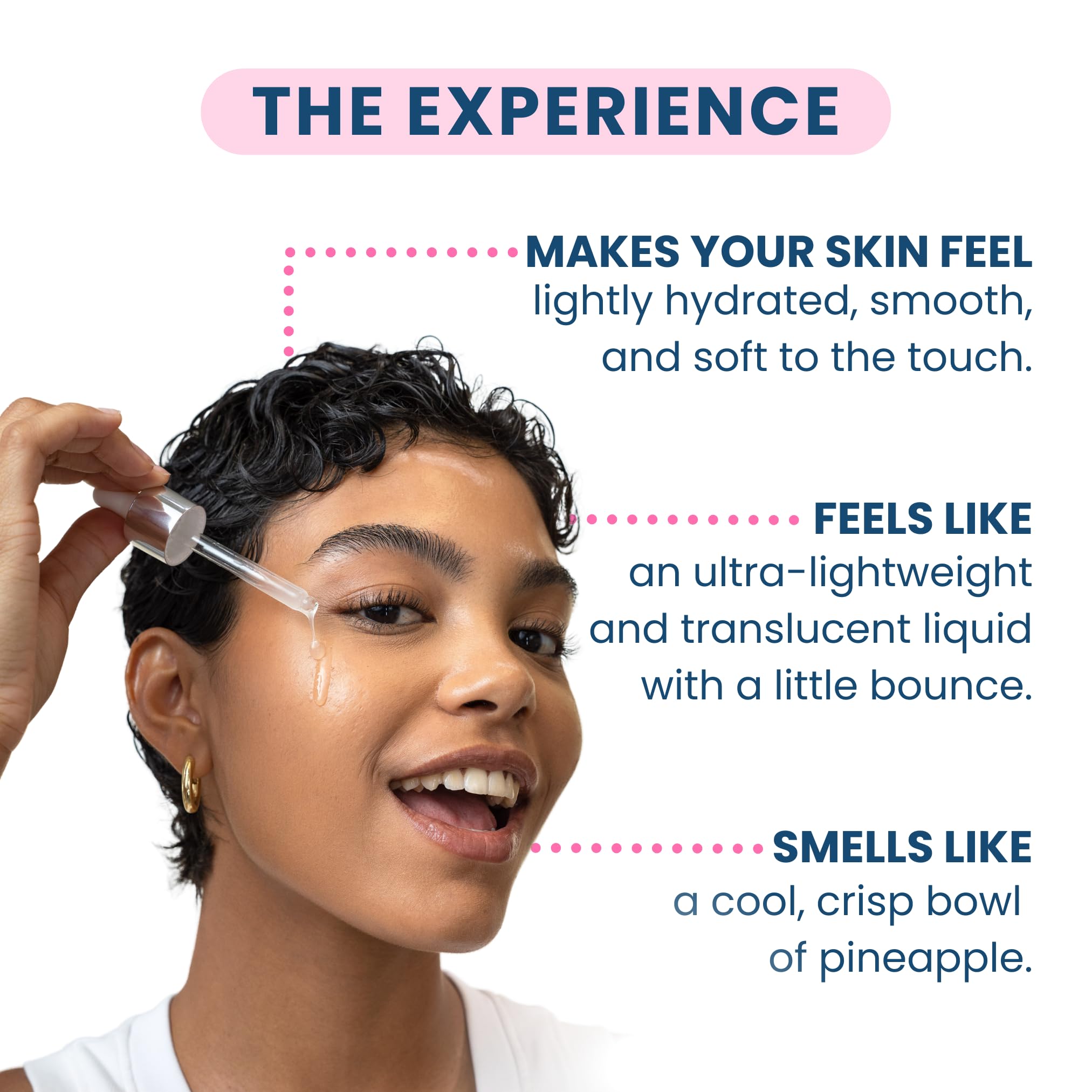 Clean Skin Club lightweight serum texture demonstrates fast absorption for sensitive skin.