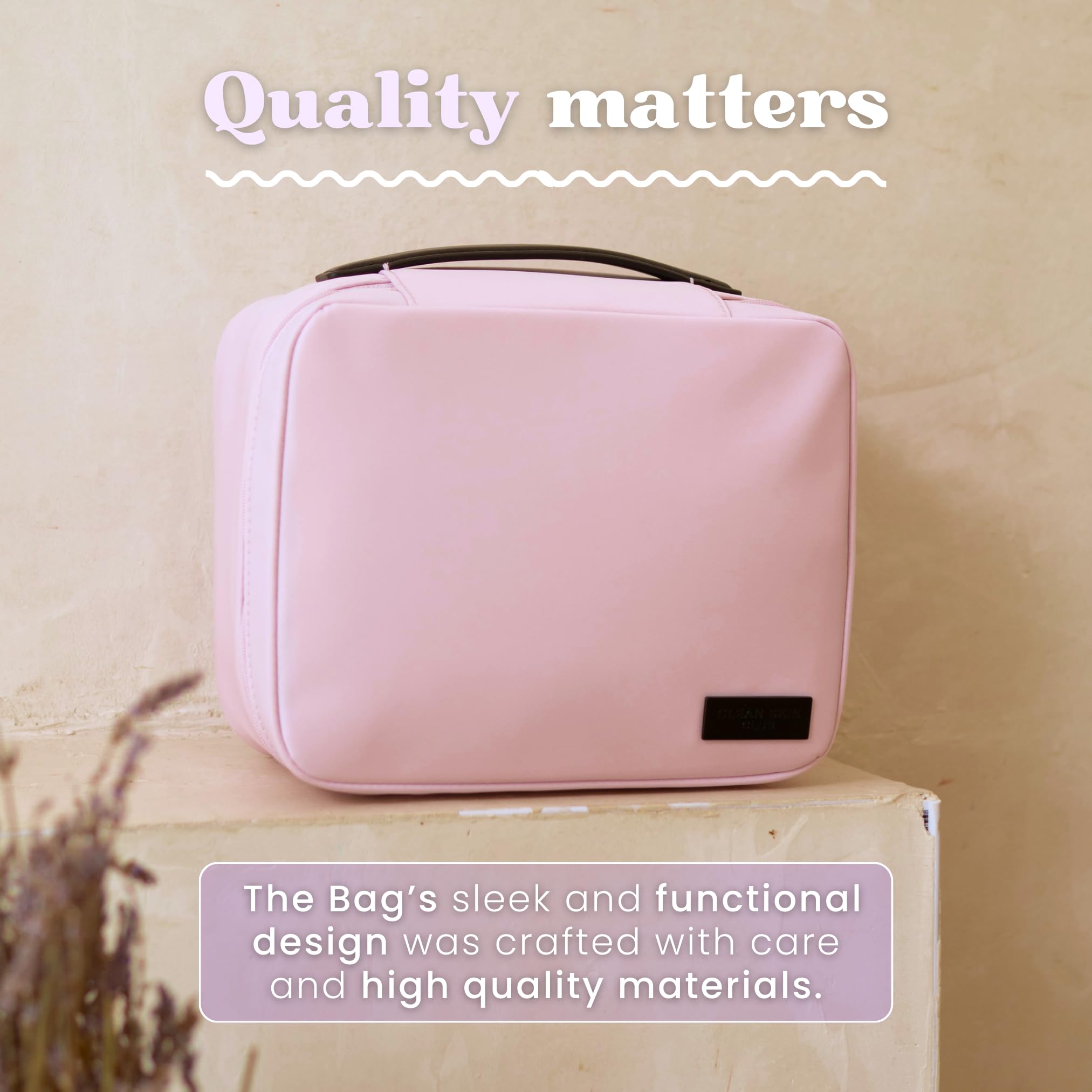 CLEAN SKIN CLUB Scuff-resistant exterior protects the bag during travel
