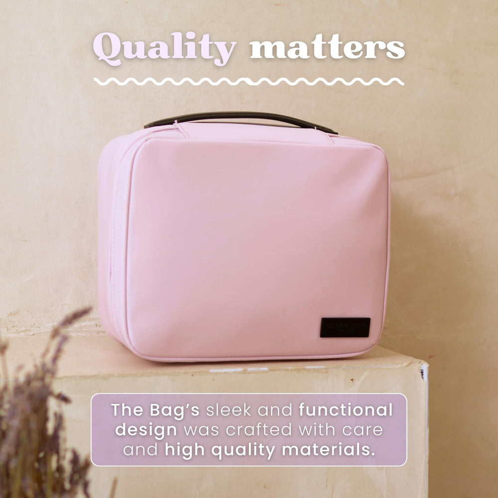 CLEAN SKIN CLUB Scuff-resistant exterior protects the bag during travel