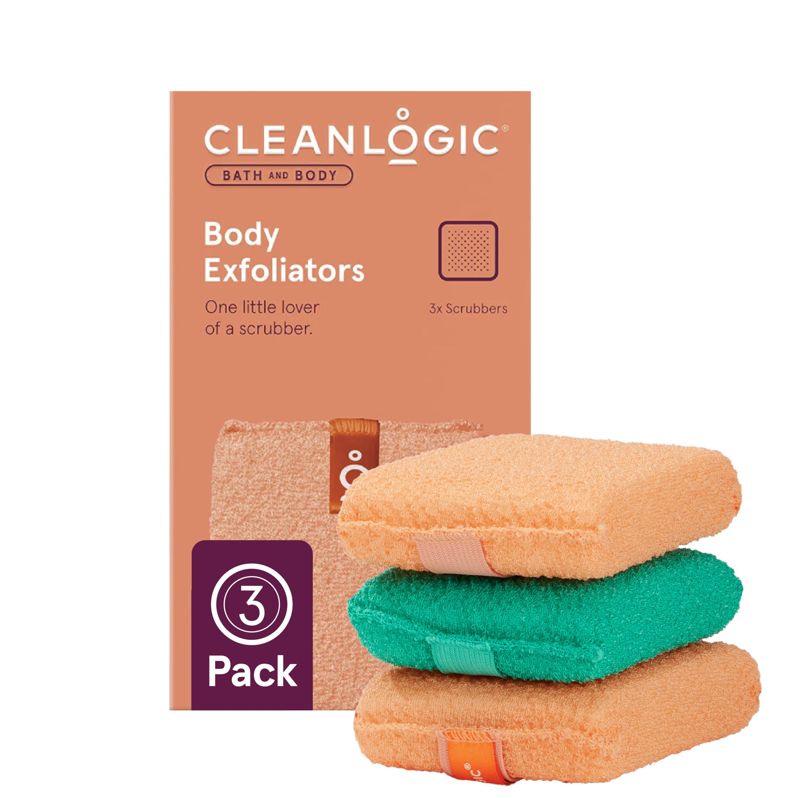 Cleanlogic bath exfoliating scrubber front view for daily cleansing.