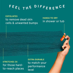 Cleanlogic body exfoliating cloth closeup texture shows gentle exfoliation for smoother skin.