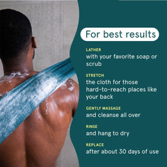 Cleanlogic body exfoliating cloth post-workout image showcases refreshing cleanse.