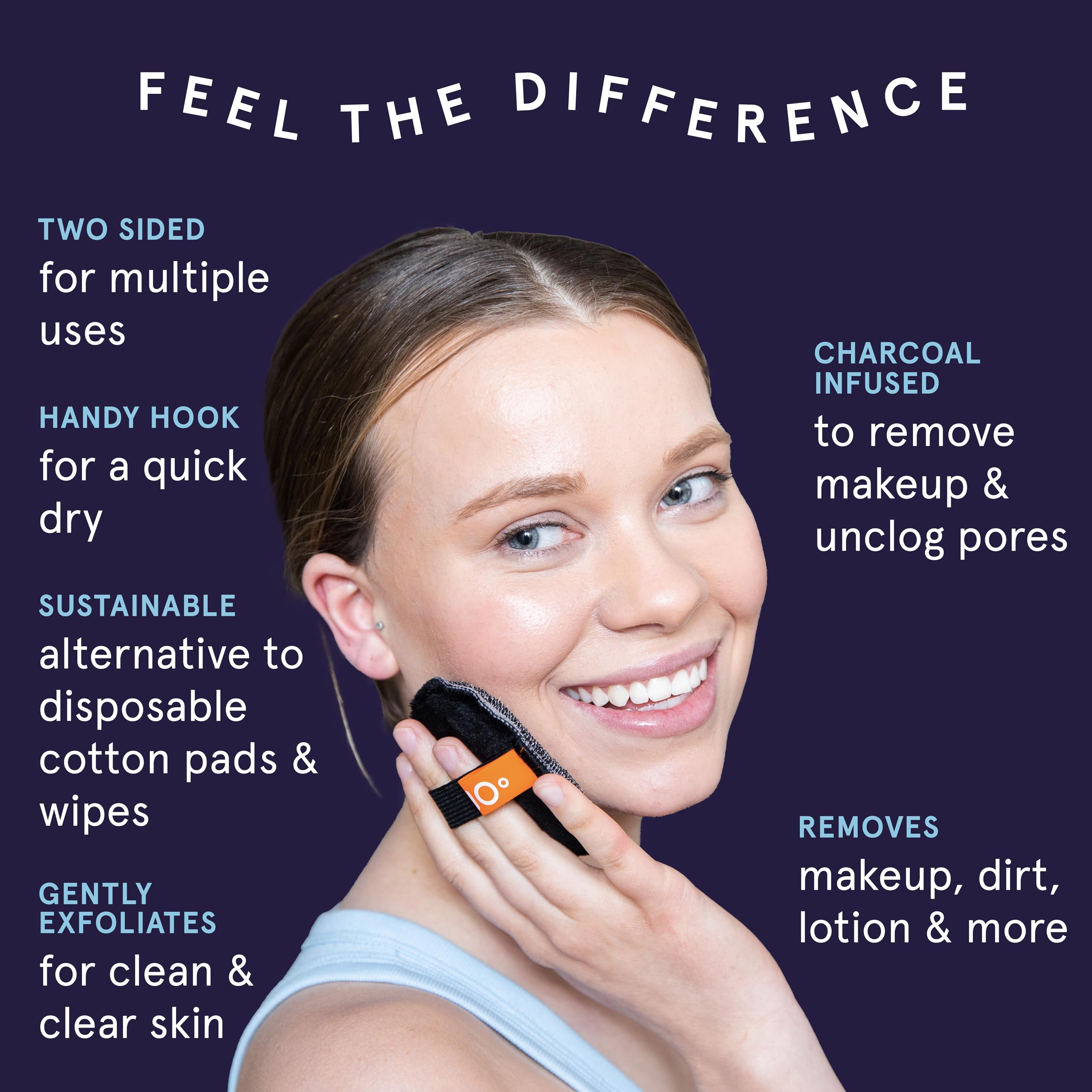 CleanLogic charcoal dual-texture pad with textured exfoliating side for cleansing