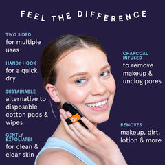 CleanLogic charcoal dual-texture pad with textured exfoliating side for cleansing