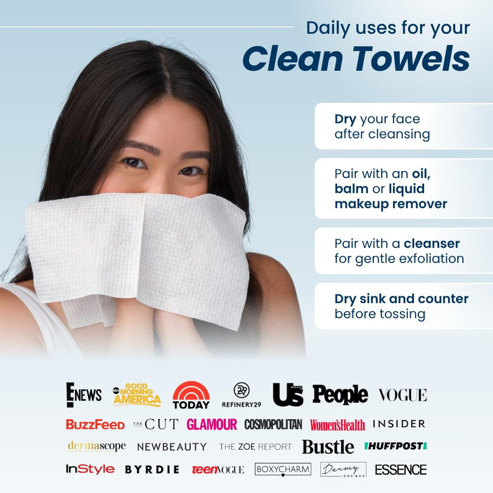 Clean Skin Club Clean Towels dermatologist-tested label — trusted skincare for sensitive skin.