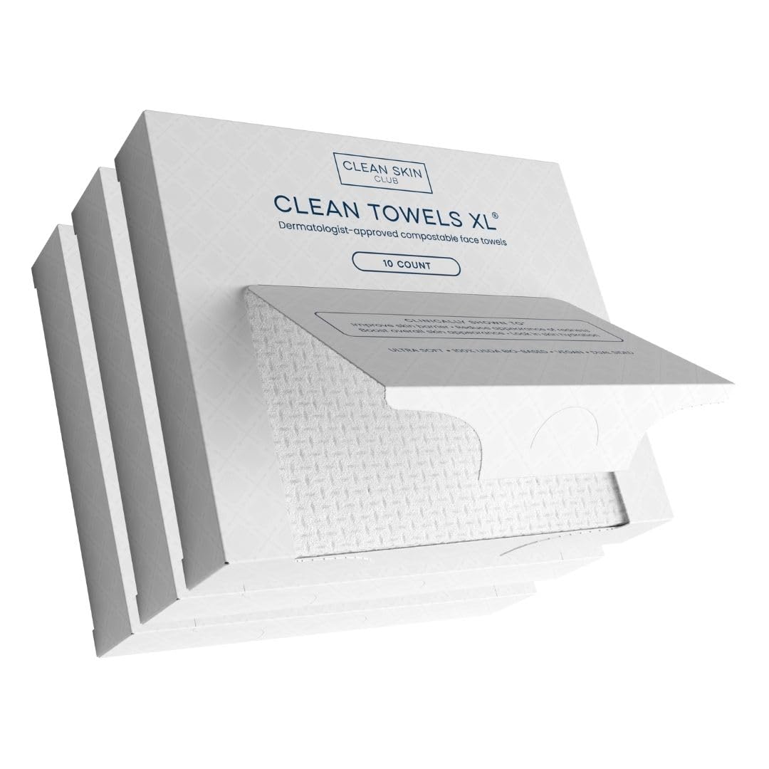 Clean Skin Club Clean Towels XL travel pack outer box showing compact eco travel essential