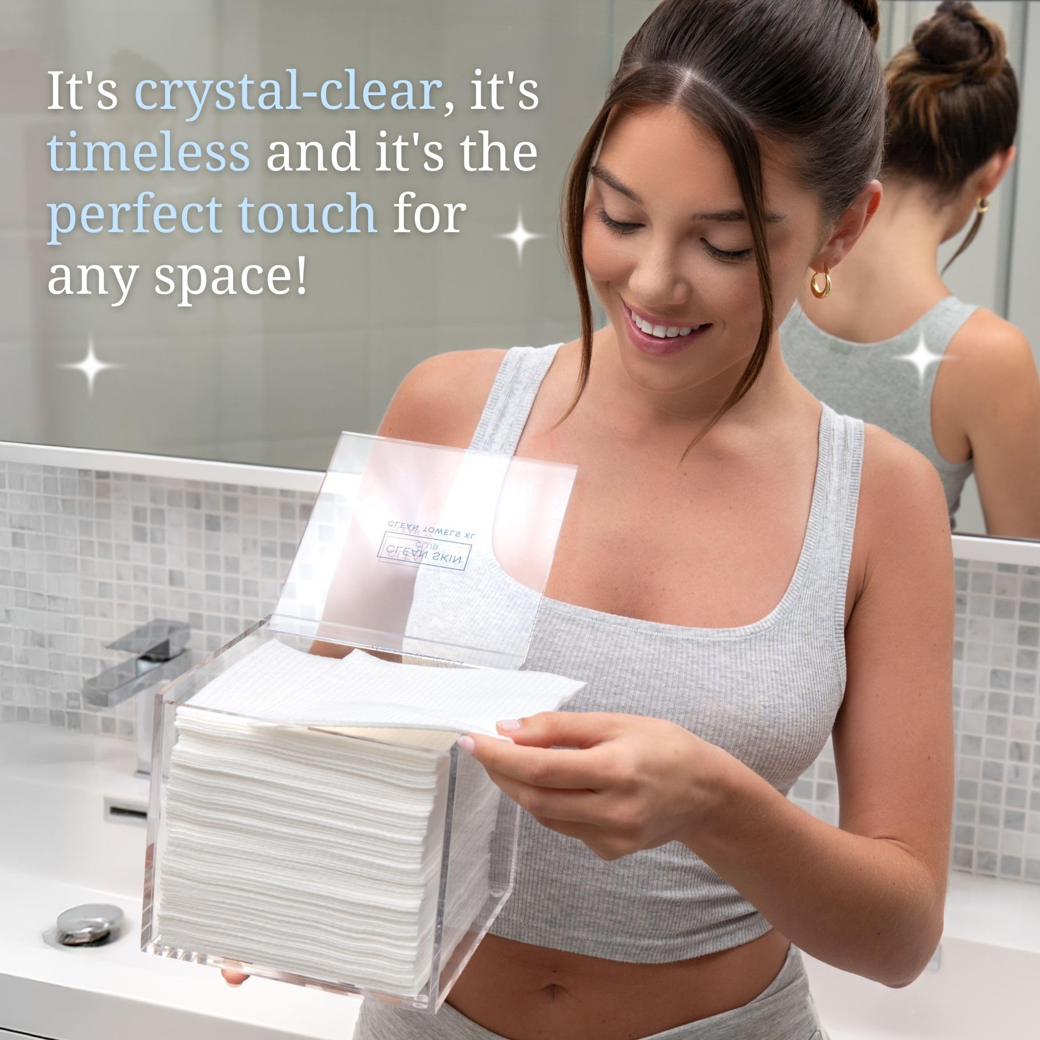 Cleanskin Club water-resistant acrylic wipes clean for daily use.