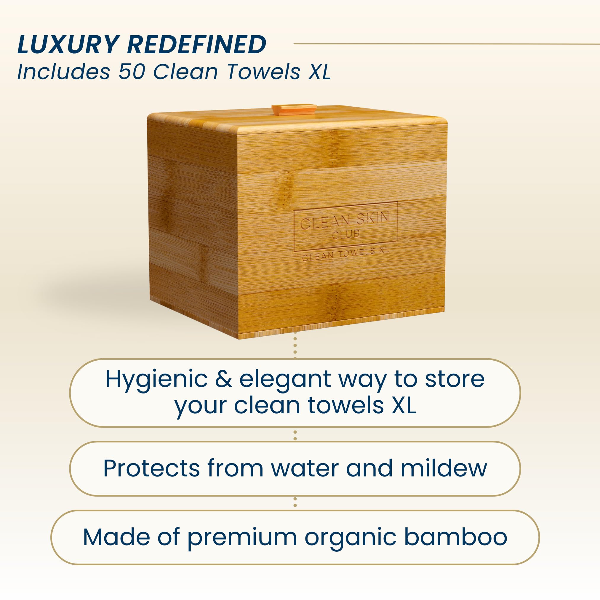 CLEAN SKIN CLUB Bamboo container removable cover for easy refilling and hygiene.