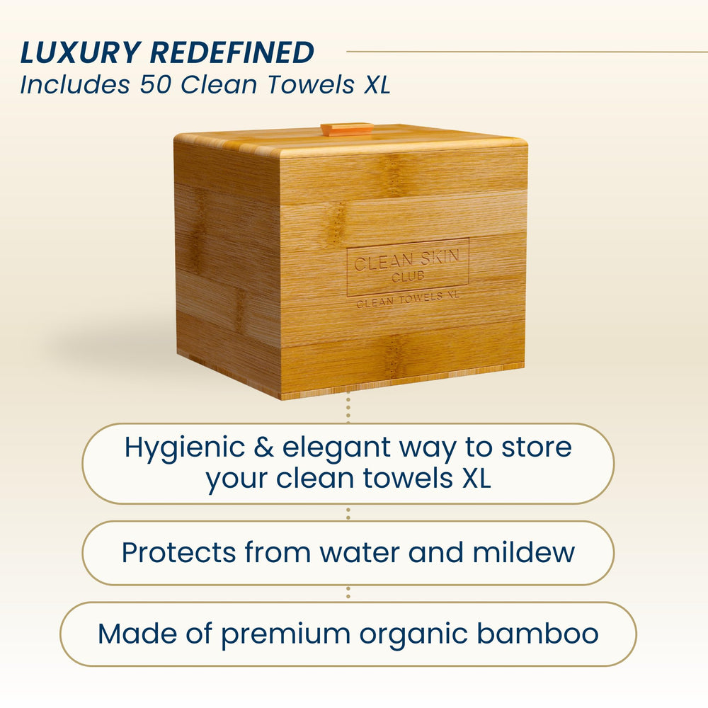 CLEAN SKIN CLUB Bamboo container removable cover for easy refilling and hygiene.