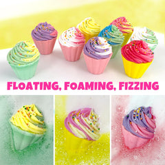 Clear and Fresh cupcake bath bombs reveal a surprise toy as they dissolve.