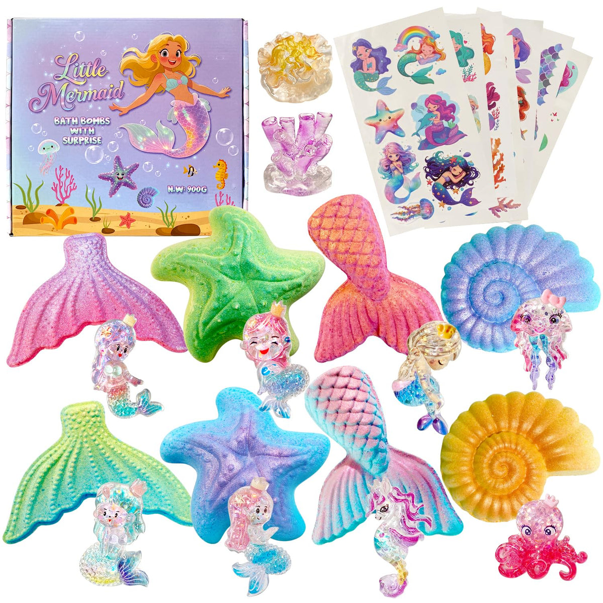 Clear and Fresh mermaid bath bombs with surprises inside spark bath-time excitement