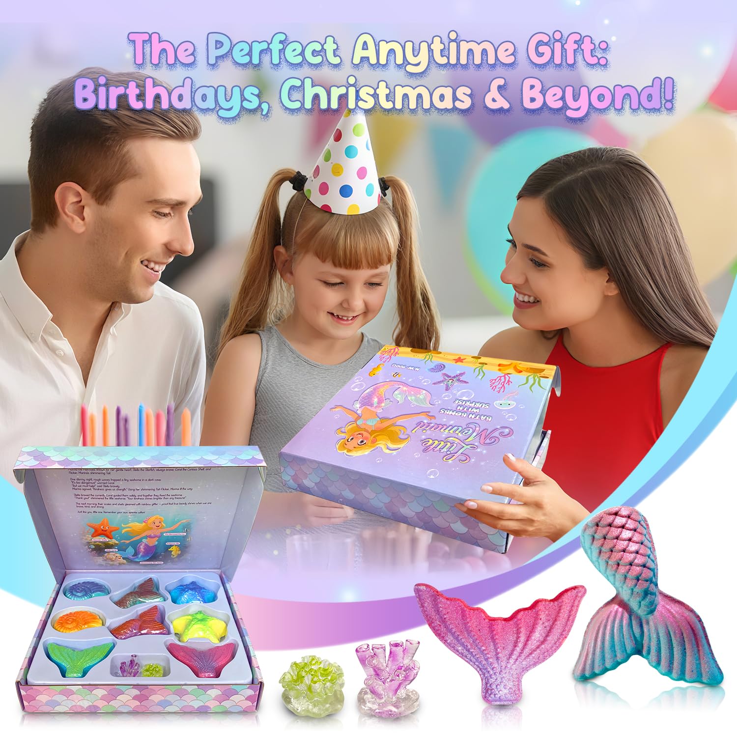Clear and Fresh gift-ready mermaid box packaging perfect for birthdays and party favors