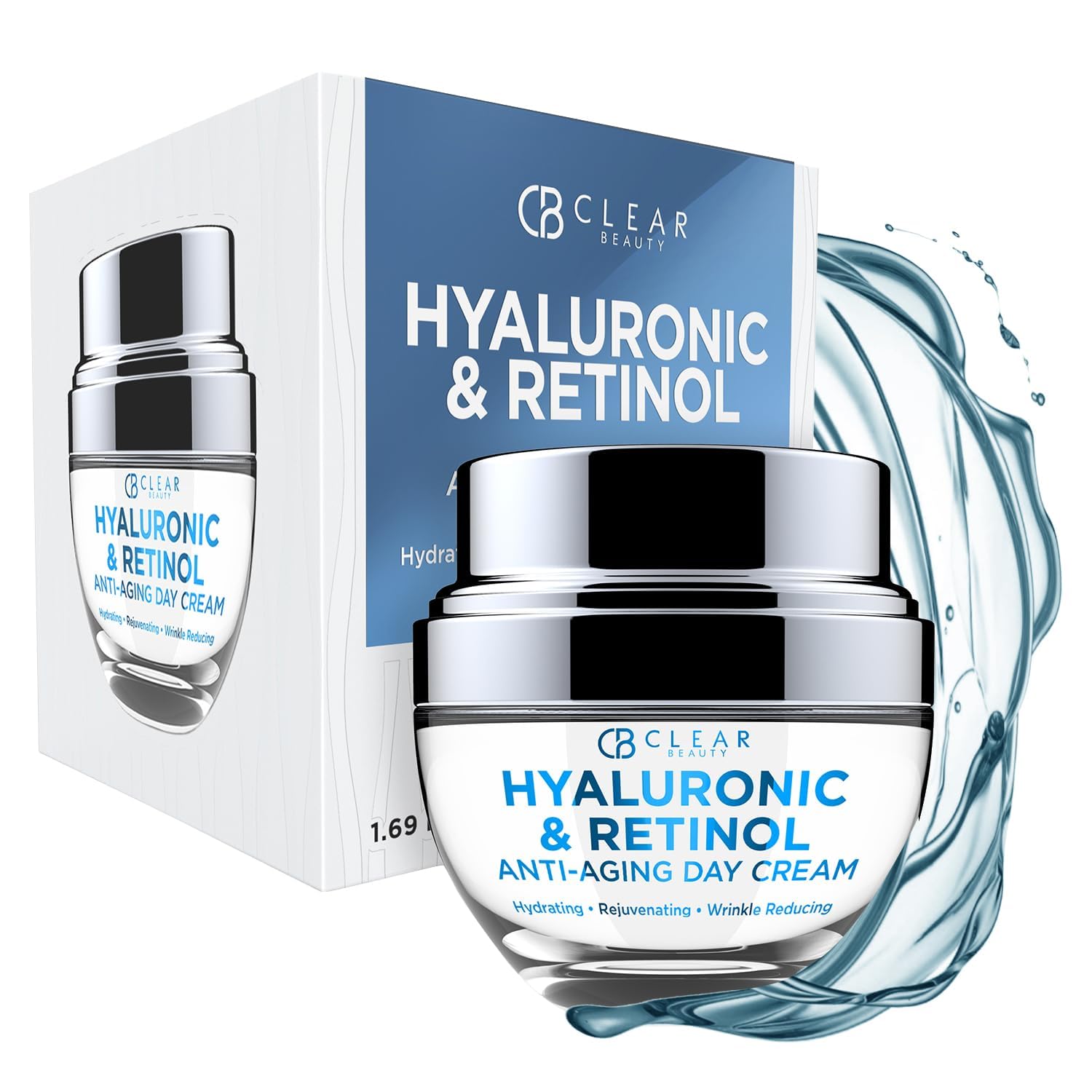 Clear Beauty Hyaluronic Retinol Face Moisturizer tube closeup showing rich hydration for dry skin