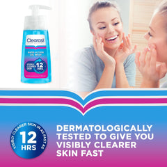 Clearasil Ultra Rapid Action Gel Wash bottle-dispense demonstrates convenient, fast application.