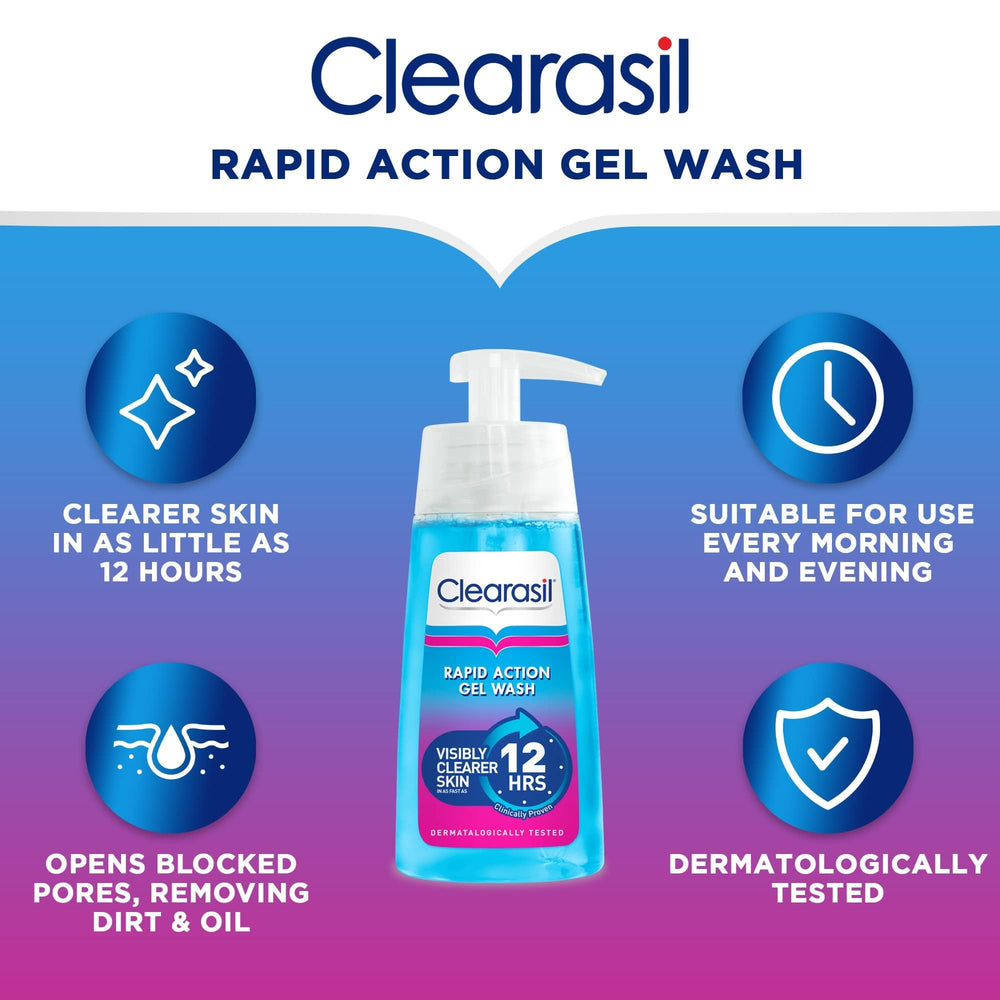 Clearasil Ultra Rapid Action Gel Wash on-washcloth shows gentle lathering and cleansing.