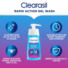 Clearasil Ultra Rapid Action Gel Wash on-washcloth shows gentle lathering and cleansing.