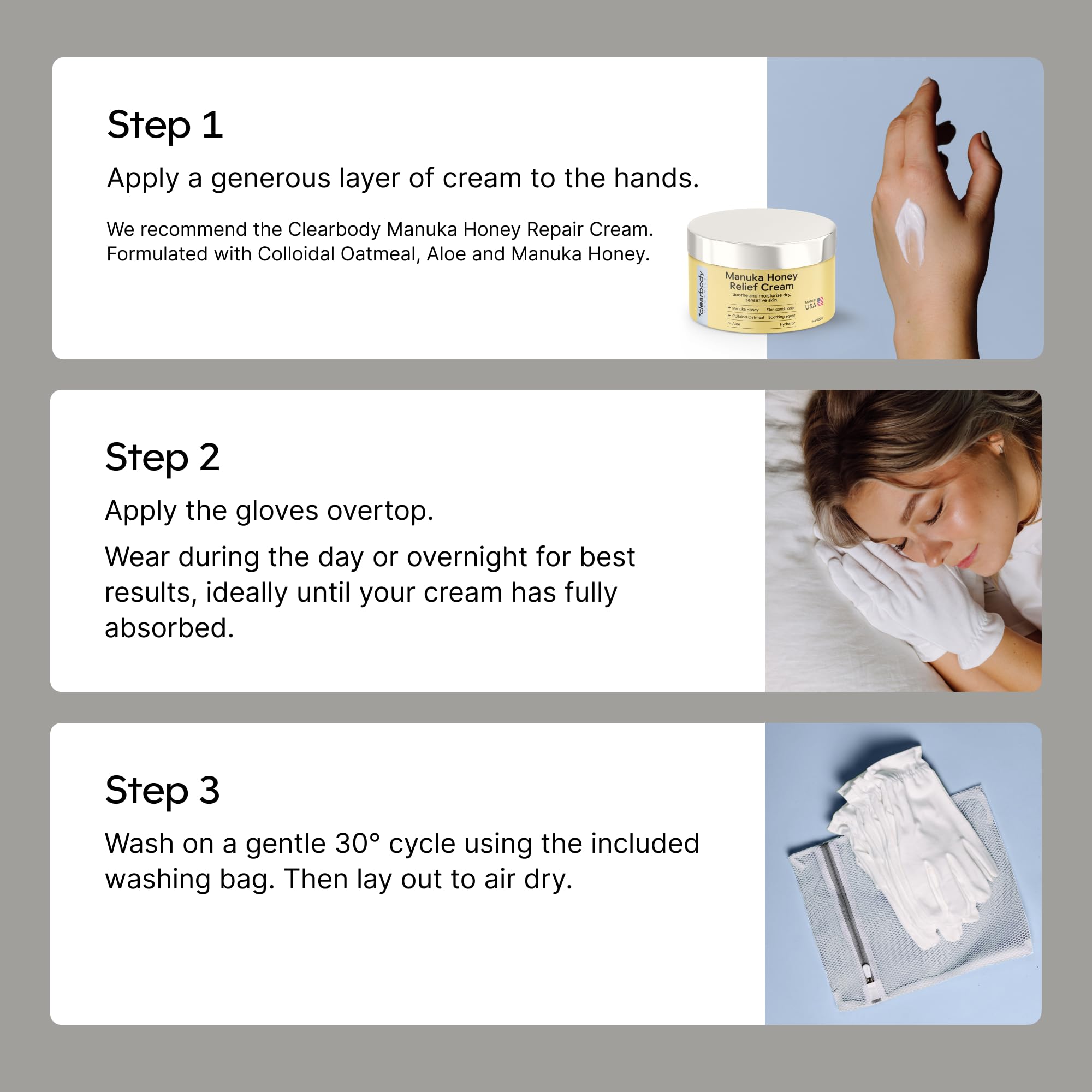 Clearbody Organics washable care—reusable design for long-lasting comfort.