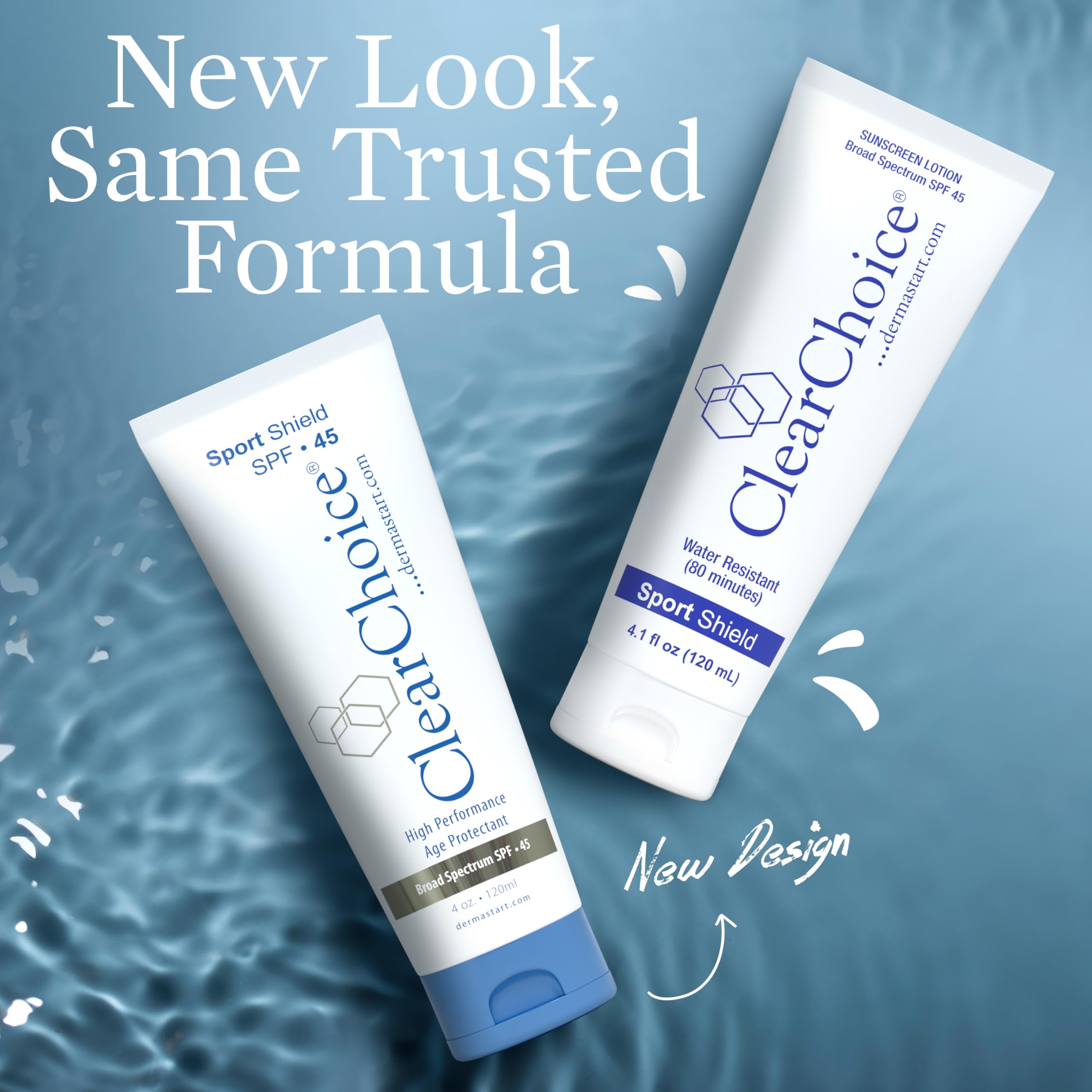 ClearChoice SPF45 texture swatch shows sheer blendable coverage.