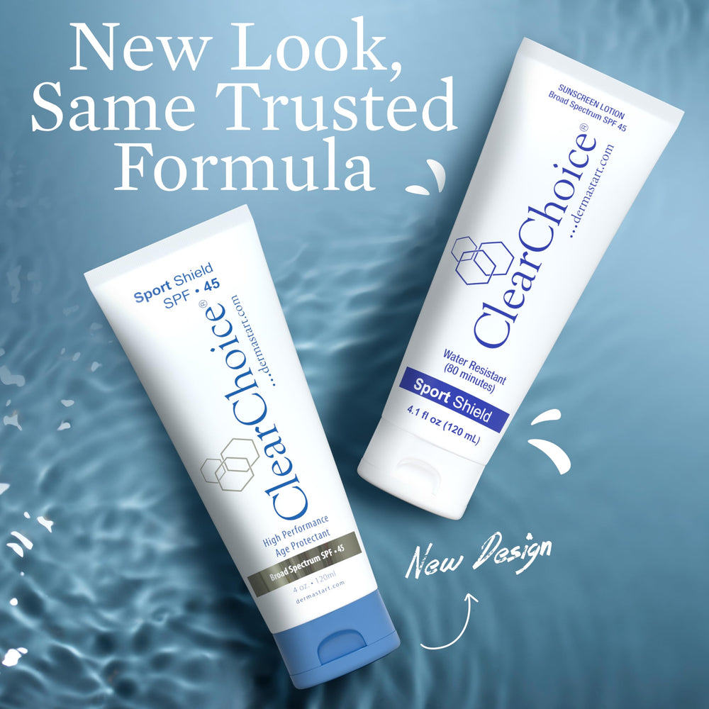 ClearChoice SPF45 texture swatch shows sheer blendable coverage.