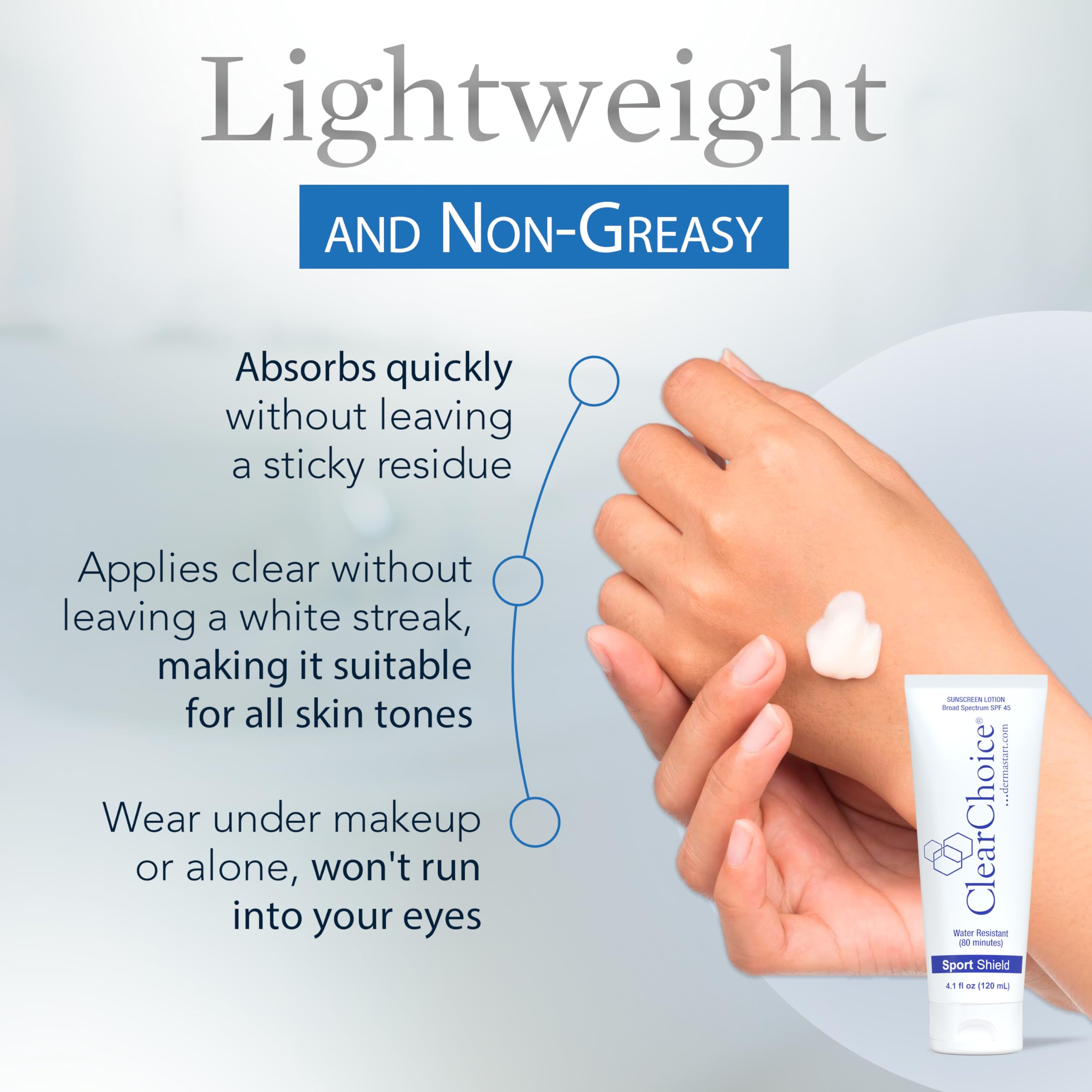 ClearChoice SPF45 during activity highlights water-resistance performance.