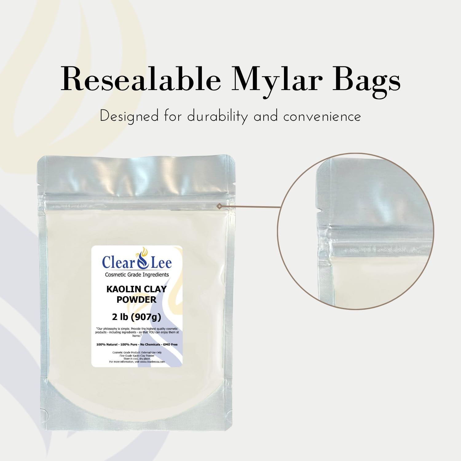 ClearLee Kaolin Clay powder application yields soft, refreshed skin with a smooth look