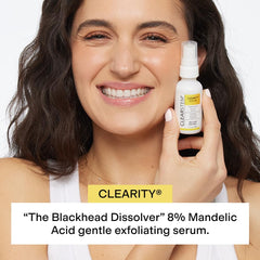 CLEARSTEM CLEARITY mandelic-acid close-up shows gentle exfoliation.