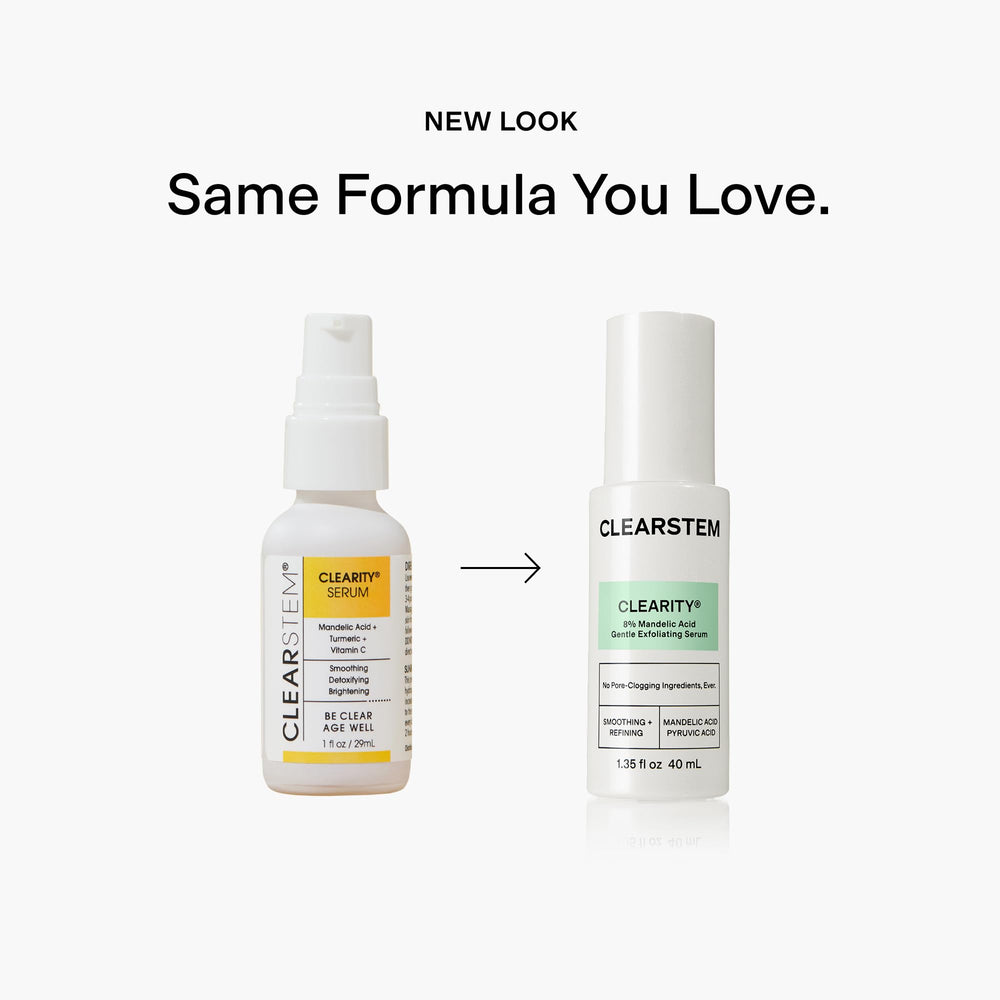 CLEARSTEM CLEARITY vitamin C bioflavonoids in glass vial; brightening potential.