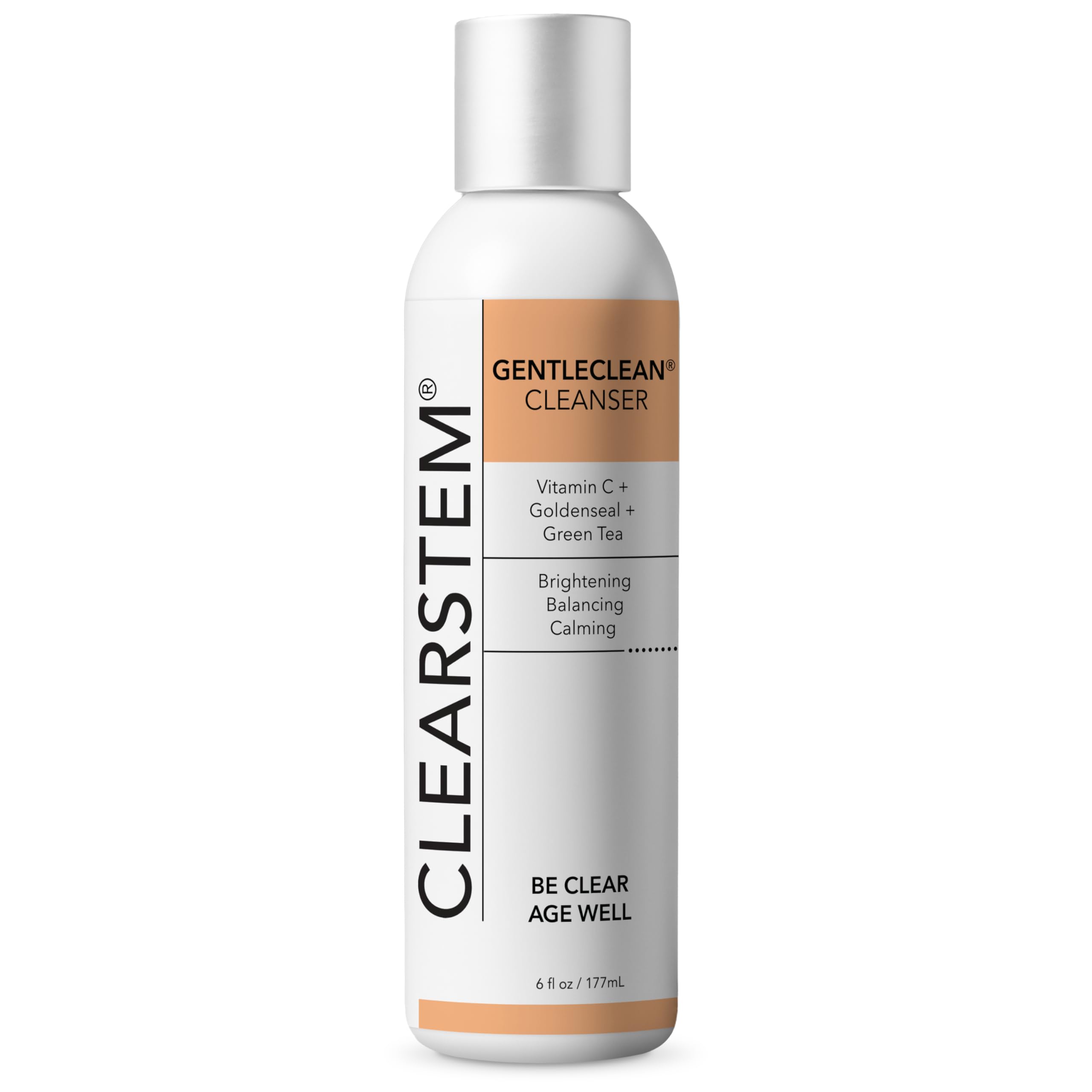 CLEARSTEM GentleClean bottle-front shows vitamin C infusion for gentle cleansing.