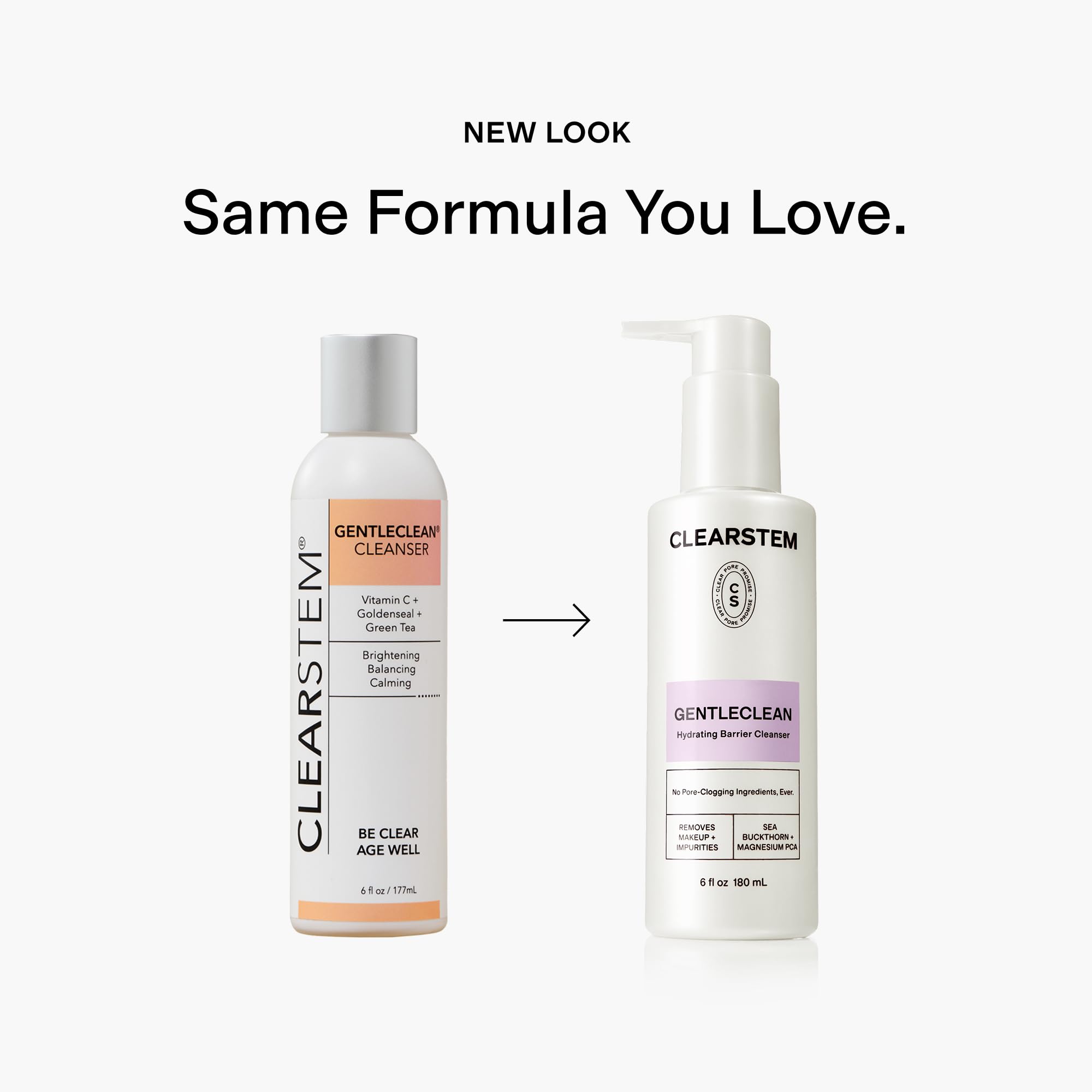 CLEARSTEM GentleClean foam texture emphasizes hydrating, non-drying wash.