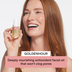 CLEARSTEM GOLDENHOUR oil dropper highlights quick-absorb formula for daytime routines.