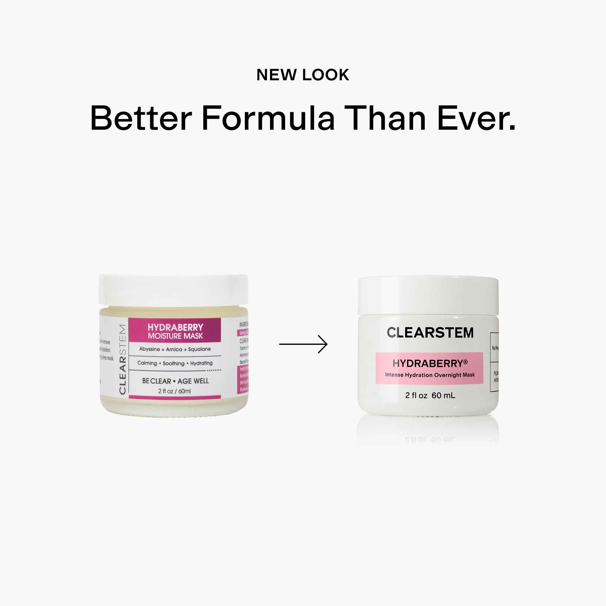 CLEARSTEM Hydraberry ingredients closeup features ceramides and Arnica benefits.