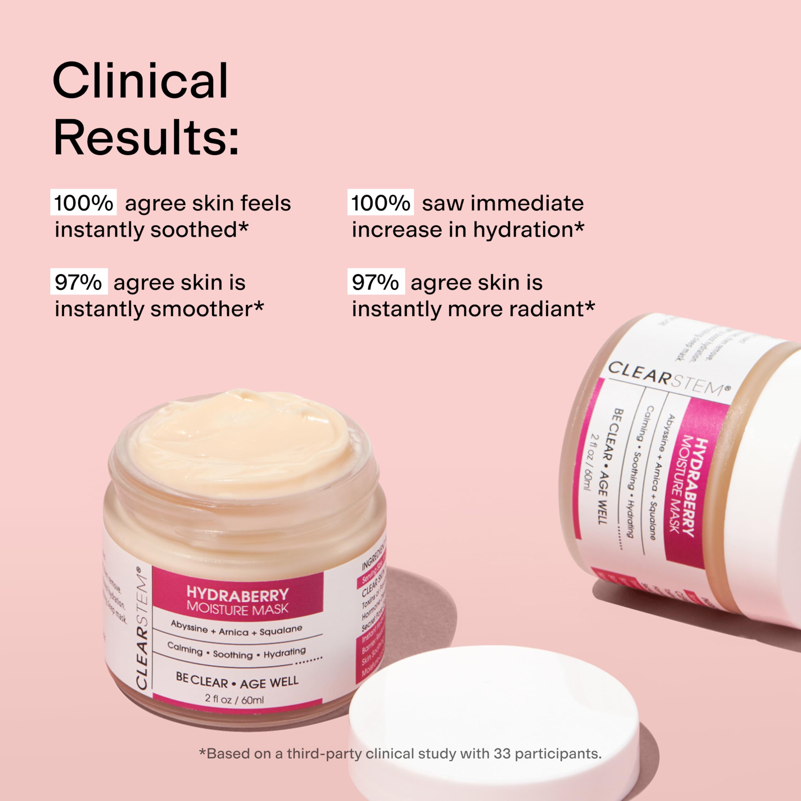 CLEARSTEM Hydraberry night-cream layer demonstrates dual-use hydration.