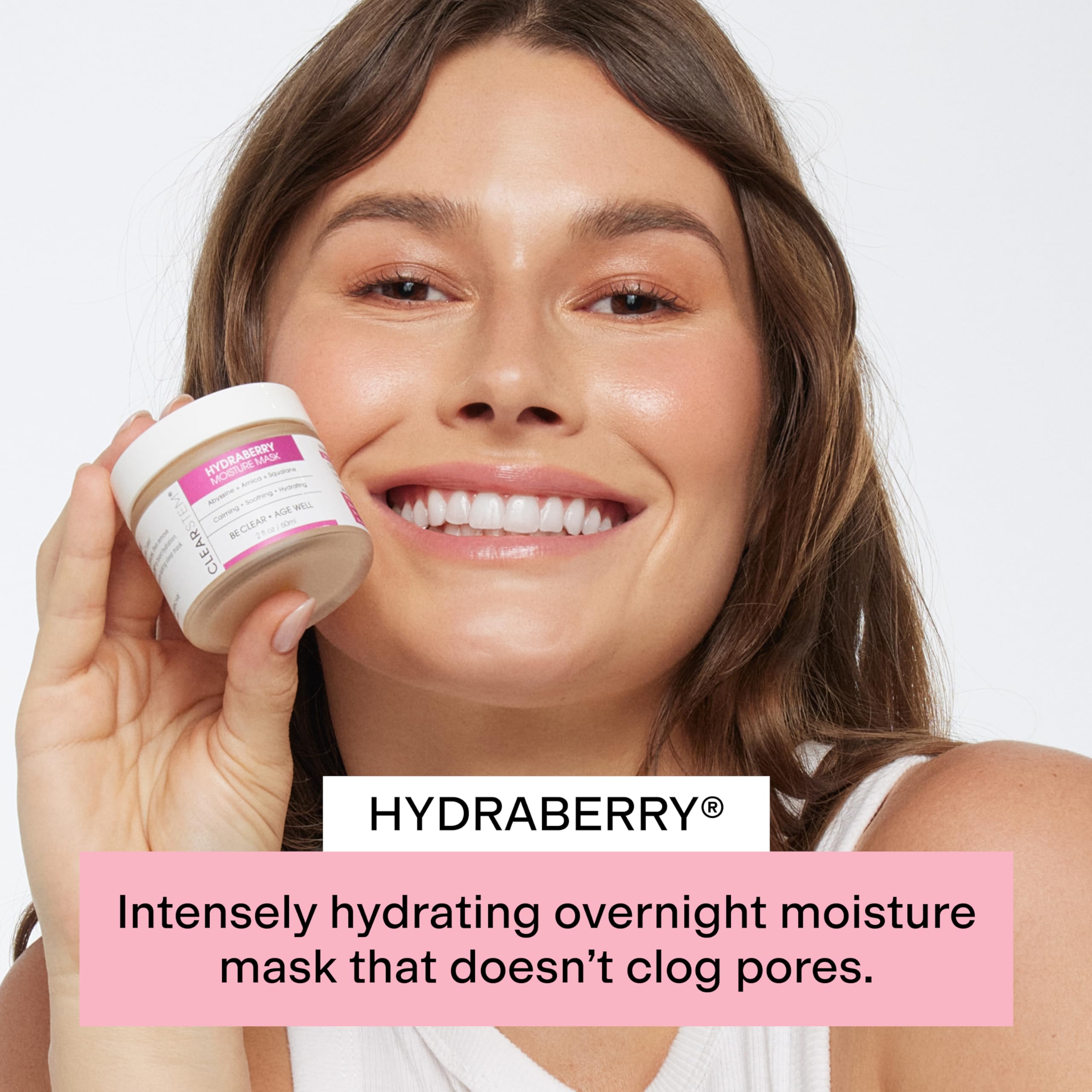 CLEARSTEM Hydraberry texture swirl highlights cushiony, long-lasting moisture.