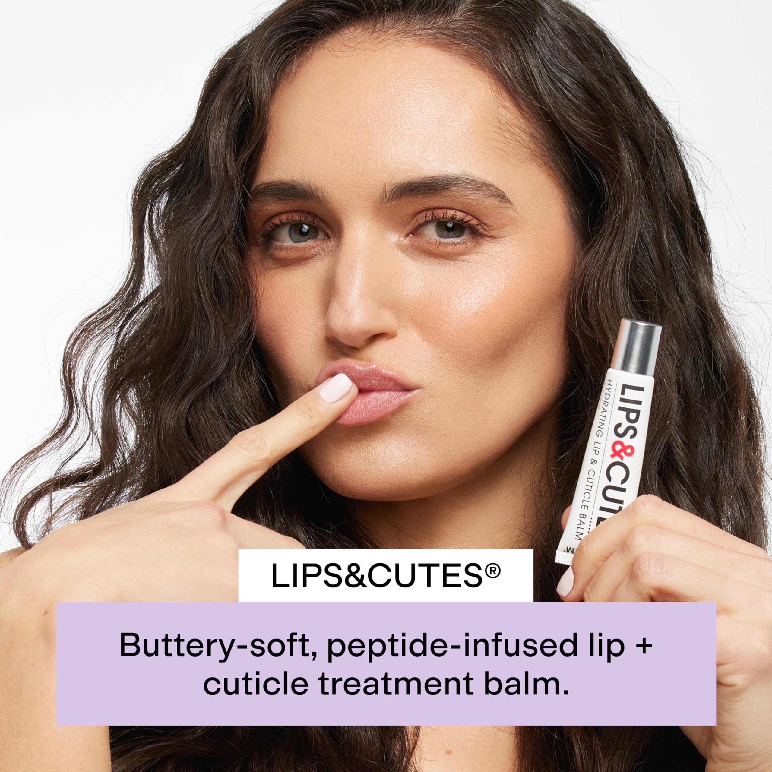 CLEARSTEM LIPS&CUTES cuticle balm applied to nails for hydrating repair.