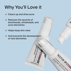 CLEARSTEM sulfur-spot-mask applied-on-face shows targeted care for problem areas.